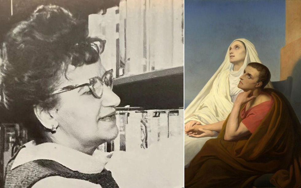 Mildred Martínez, madre del papa León XIV/ santa Mónica junto a san Agustín | Archivo nacional/ Dominio público
