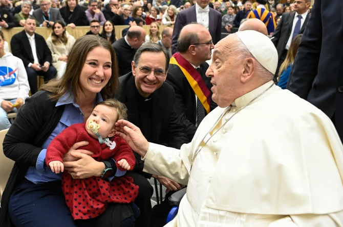 El Papa Francisco durante la primera audiencia jubilar de los sábados. (Foto: Vatican Media)